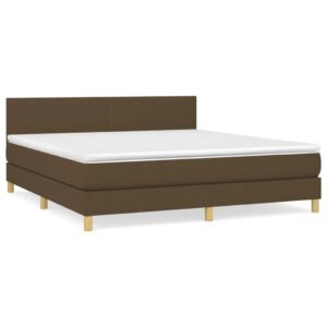 Κρεβάτι Boxspring με Στρώμα Σκούρο Καφέ 160x200 εκ Υφασμάτινο