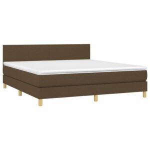 Κρεβάτι Boxspring με Στρώμα Σκούρο Καφέ 160x200 εκ Υφασμάτινο