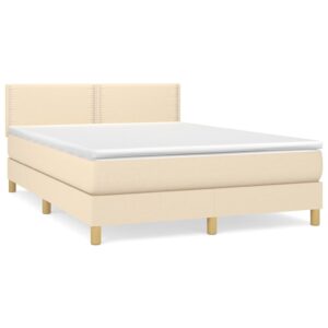 Κρεβάτι Boxspring με Στρώμα Κρεμ 140x200 εκ. Υφασμάτινο