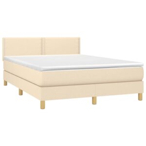 Κρεβάτι Boxspring με Στρώμα Κρεμ 140x200 εκ. Υφασμάτινο