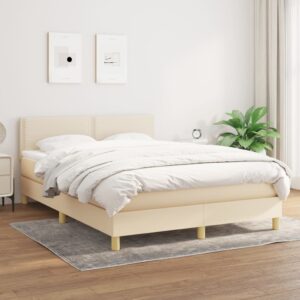 Κρεβάτι Boxspring με Στρώμα Κρεμ 140x200 εκ. Υφασμάτινο