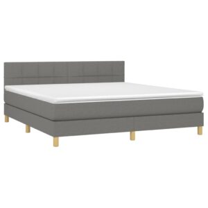 Κρεβάτι Boxspring με Στρώμα Σκούρο Γκρι 160x200 εκ Υφασμάτινο