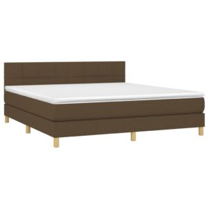 Κρεβάτι Boxspring με Στρώμα Σκούρο Καφέ 160x200 εκ Υφασμάτινο