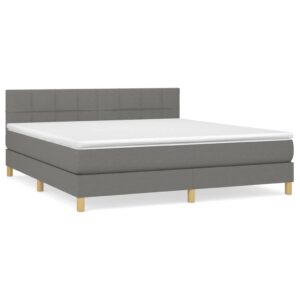 Κρεβάτι Boxspring με Στρώμα Σκούρο Γκρι 180x200 εκ Υφασμάτιν