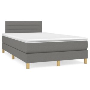 Κρεβάτι Boxspring με Στρώμα Σκούρο Γκρι 120x200 εκ. Υφασμάτινο