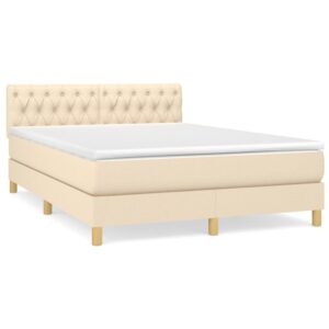 Κρεβάτι Boxspring με Στρώμα Κρεμ 140x200 εκ. Υφασμάτινο