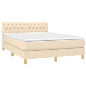 Κρεβάτι Boxspring με Στρώμα Κρεμ 140x200 εκ. Υφασμάτινο