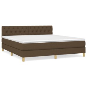 Κρεβάτι Boxspring με Στρώμα Σκούρο Καφέ 160x200 εκ Υφασμάτινο