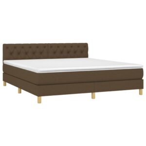 Κρεβάτι Boxspring με Στρώμα Σκούρο Καφέ 160x200 εκ Υφασμάτινο