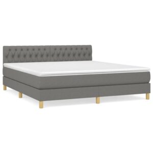 Κρεβάτι Boxspring με Στρώμα Σκούρο Γκρι 180x200 εκ Υφασμάτιν