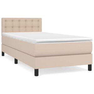 Κρεβάτι Boxspring με Στρώμα Καπουτσίνο 90x200εκ.από Συνθ. Δέρμα