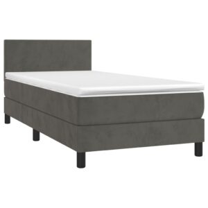 Κρεβάτι Boxspring με Στρώμα Σκούρο Γκρι 80x200 εκ. Βελούδινο