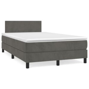 Κρεβάτι Boxspring με Στρώμα Σκούρο Γκρι 120x200 εκ. Βελούδινο