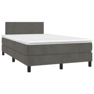 Κρεβάτι Boxspring με Στρώμα Σκούρο Γκρι 120x200 εκ. Βελούδινο