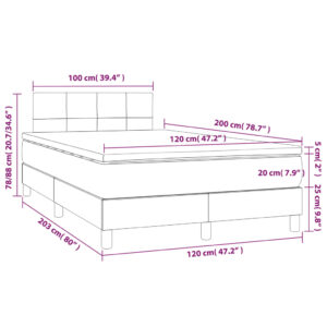 Κρεβάτι Boxspring με Στρώμα Σκούρο Γκρι 120x200 εκ. Βελούδινο