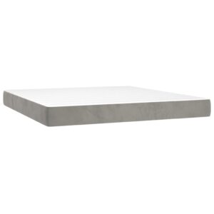 Κρεβάτι Boxspring με Στρώμα Ανοιχτό Γκρι 200x200 εκ. Βελούδινο