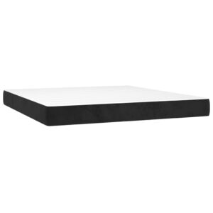 Κρεβάτι Boxspring με Στρώμα Μαύρο 200x200 εκ. Βελούδινο