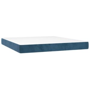 Κρεβάτι Boxspring με Στρώμα Σκούρο Μπλε 200x200 εκ. Βελούδινο