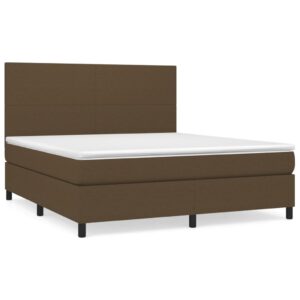 Κρεβάτι Boxspring με Στρώμα Σκούρο Καφέ 160x200 εκ Υφασμάτινο