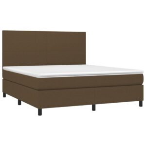 Κρεβάτι Boxspring με Στρώμα Σκούρο Καφέ 160x200 εκ Υφασμάτινο