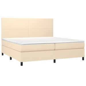 Κρεβάτι Boxspring με Στρώμα Κρεμ 200x200 εκ. Υφασμάτινο