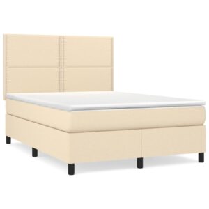 Κρεβάτι Boxspring με Στρώμα Κρεμ 140x200 εκ. Υφασμάτινο