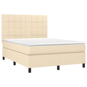 Κρεβάτι Boxspring με Στρώμα Κρεμ 140x200 εκ. Υφασμάτινο