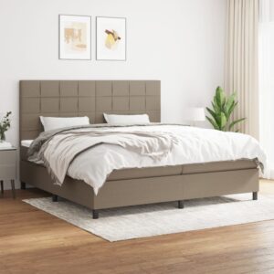 Κρεβάτι Boxspring με Στρώμα Taupe 200x200 εκ. Υφασμάτινο