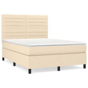 Κρεβάτι Boxspring με Στρώμα Κρεμ 140x200 εκ. Υφασμάτινο