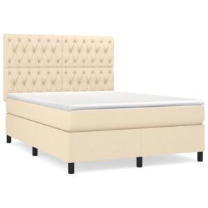 Κρεβάτι Boxspring με Στρώμα Κρεμ 140x200 εκ. Υφασμάτινο