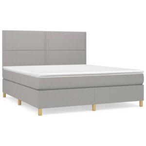 Κρεβάτι Boxspring με Στρώμα Ανοιχτό Γκρι 180x200 εκ. Υφασμάτινο