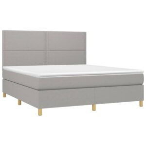 Κρεβάτι Boxspring με Στρώμα Ανοιχτό Γκρι 180x200 εκ. Υφασμάτινο