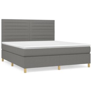 Κρεβάτι Boxspring με Στρώμα Σκούρο Γκρι 160x200 εκ Υφασμάτινο