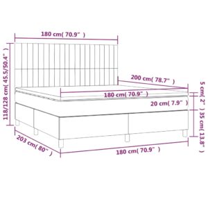 Κρεβάτι Boxspring με Στρώμα Σκούρο Γκρι 180x200 εκ Υφασμάτιν