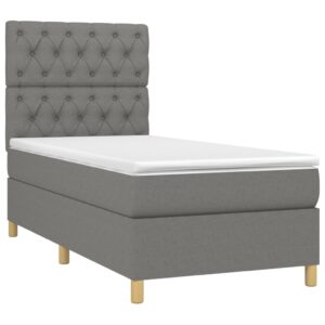 Κρεβάτι Boxspring με Στρώμα Σκούρο Γκρι 80x200 εκ. Υφασμάτινο