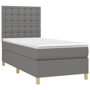 Κρεβάτι Boxspring με Στρώμα Σκούρο Γκρι 80x200 εκ. Υφασμάτινο