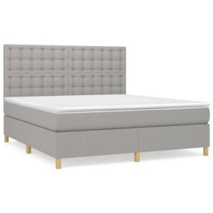 Κρεβάτι Boxspring με Στρώμα Ανοιχτό Γκρι 180x200 εκ. Υφασμάτινο