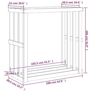 Ξυλοθήκη Εξ. Χώρου Λευκή 108x52x106 εκ. από Μασίφ Ξύλο Πεύκου