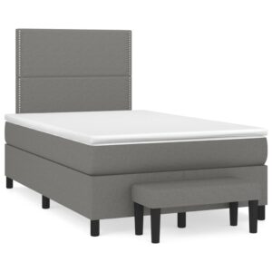 Κρεβάτι Boxspring με Στρώμα Σκούρο Γκρι 120x200 εκ. Υφασμάτινο