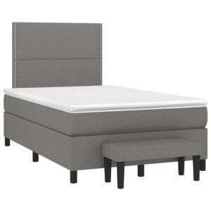 Κρεβάτι Boxspring με Στρώμα Σκούρο Γκρι 120x200 εκ. Υφασμάτινο