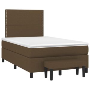 Κρεβάτι Boxspring με Στρώμα Σκούρο Καφέ 120x200 εκ. Υφασμάτινο