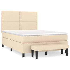 Κρεβάτι Boxspring με Στρώμα Κρεμ 140x200 εκ. Υφασμάτινο