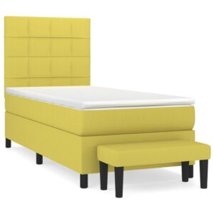 Κρεβάτι Boxspring με Στρώμα Ανοιχτό πράσινο 90x200εκ.Υφασμάτινο