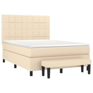 Κρεβάτι Boxspring με Στρώμα Κρεμ 140x200 εκ. Υφασμάτινο