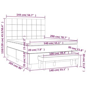 Κρεβάτι Boxspring με Στρώμα Κρεμ 140x200 εκ. Υφασμάτινο