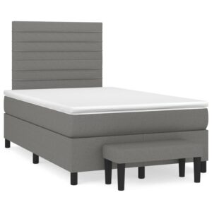 Κρεβάτι Boxspring με Στρώμα Σκούρο Γκρι 120x200 εκ. Υφασμάτινο