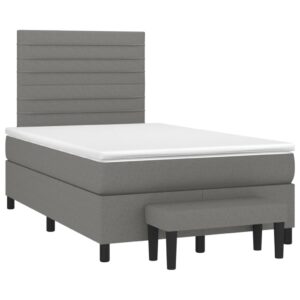 Κρεβάτι Boxspring με Στρώμα Σκούρο Γκρι 120x200 εκ. Υφασμάτινο