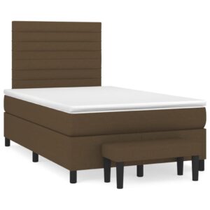 Κρεβάτι Boxspring με Στρώμα Σκούρο Καφέ 120x200 εκ. Υφασμάτινο