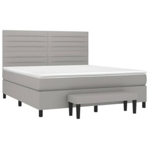 Κρεβάτι Boxspring με Στρώμα Ανοιχτό Γκρι 180x200 εκ. Υφασμάτινο