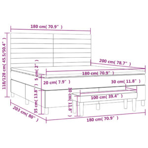 Κρεβάτι Boxspring με Στρώμα Ανοιχτό Γκρι 180x200 εκ. Υφασμάτινο